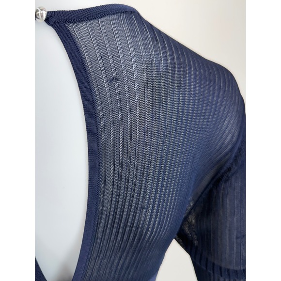 Derek Lam 10 Crosby x RTR Navy Blue Ribbed Knit Maxi Dress Long Sleeve Large - Picture 8 of 8